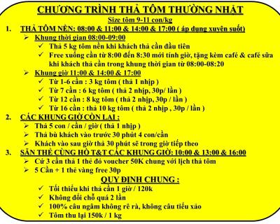 Hồ Câu Tôm Giải Trí T&T Điều Chỉnh Lịch Thả Tôm – Mang Đến Trải Nghiệm Câu Tôm Tốt Nhất Cho Khách Hàng